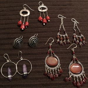 5pr Sterling and natural stone earrings